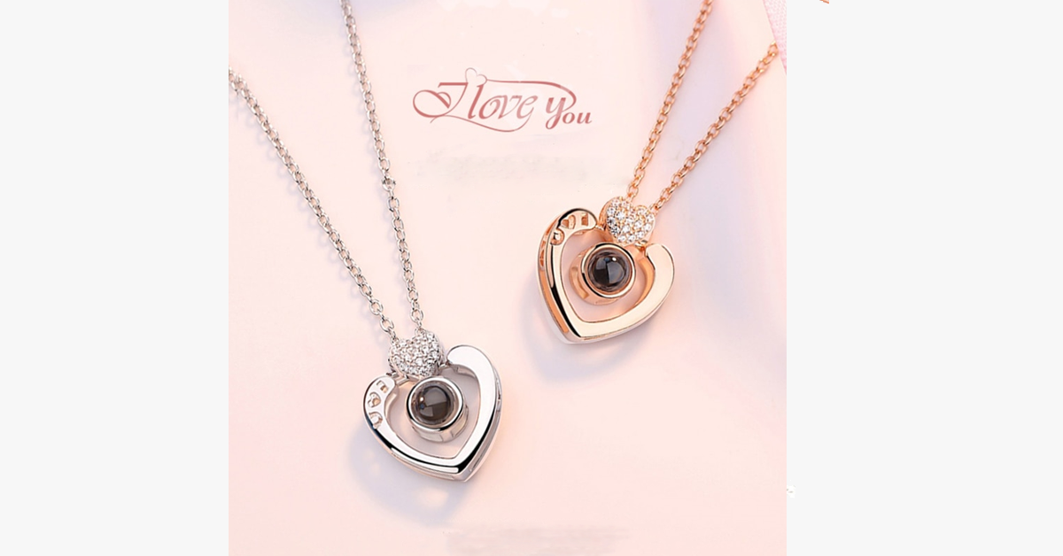 I Love You 100 Languages Projection Necklace - Intricate Engraving for the Perfect Way to Express Your Love to Someone
