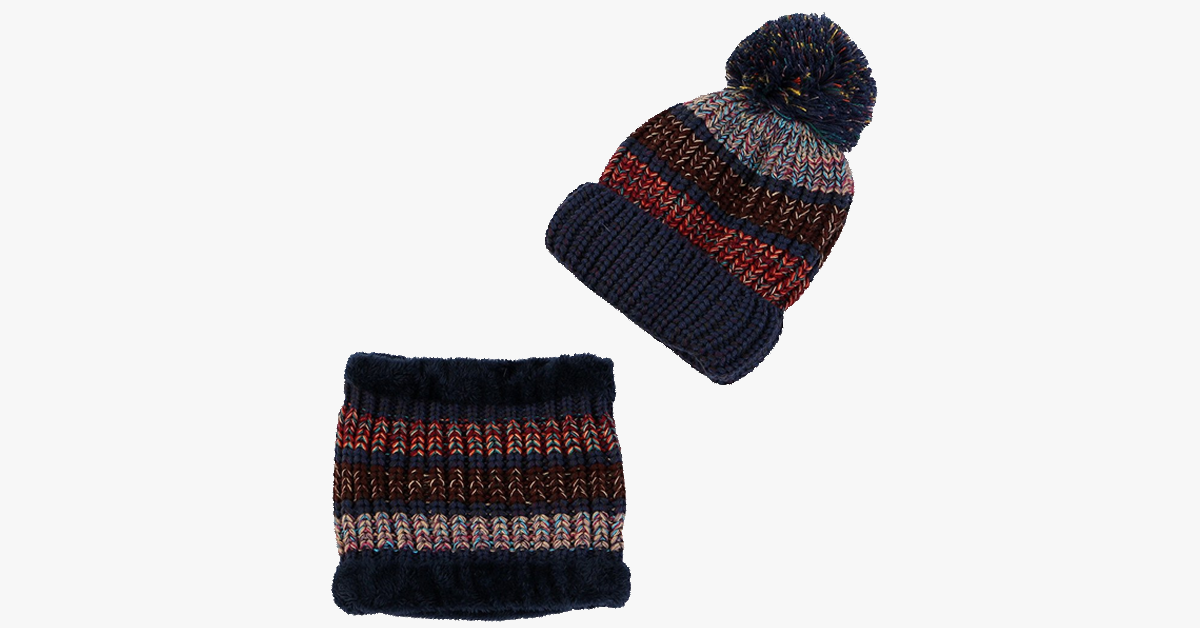 Unisex Winter Fleece Beanie Scarf