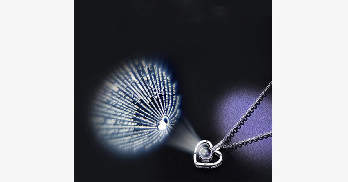 I Love You 100 Languages Projection Necklace - Intricate Engraving for the Perfect Way to Express Your Love to Someone