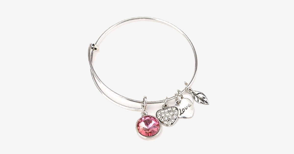 October Birthstone Charm Bangle