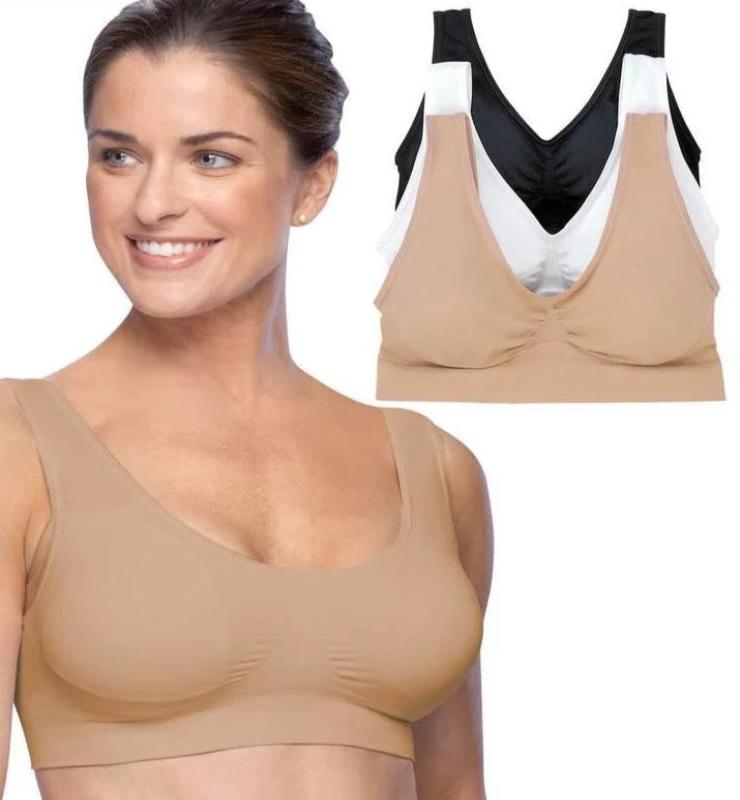 Women Padded Wireless genie bra Seamless push up Sport plus size underwear  3pcs