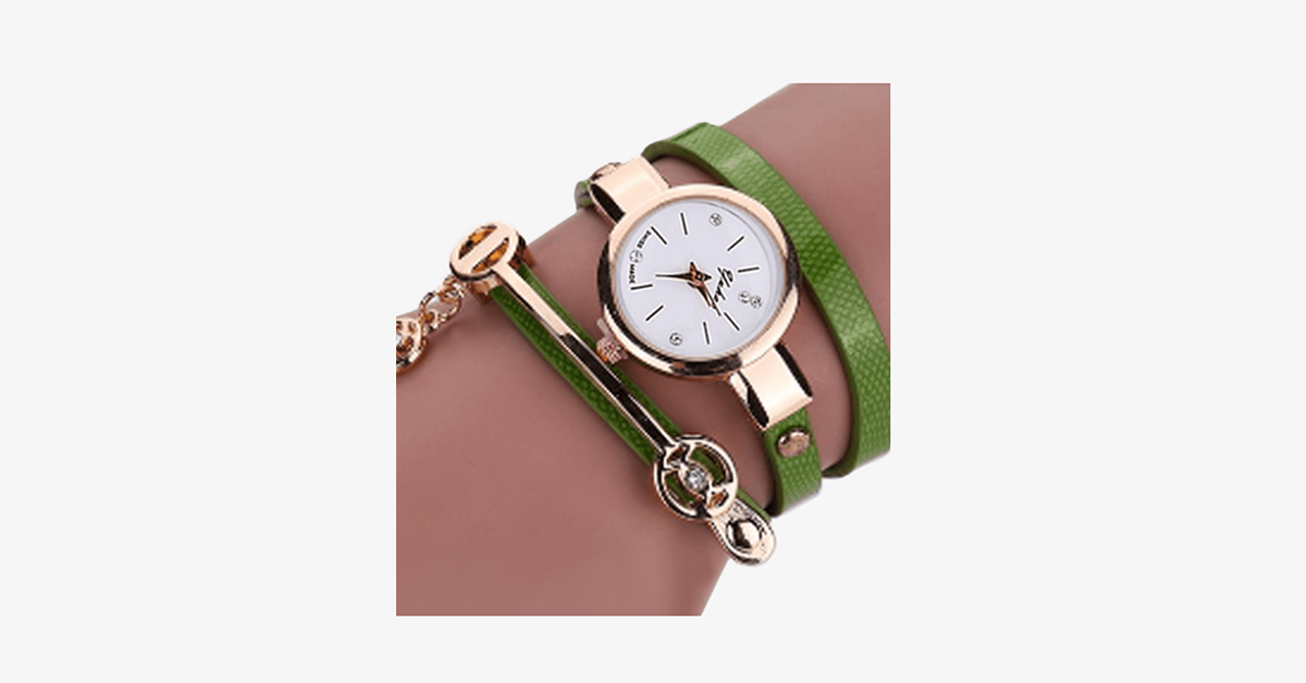 Gold Charm Wrap Watch - Multi Color Vegan Leather Watch for Stylish People