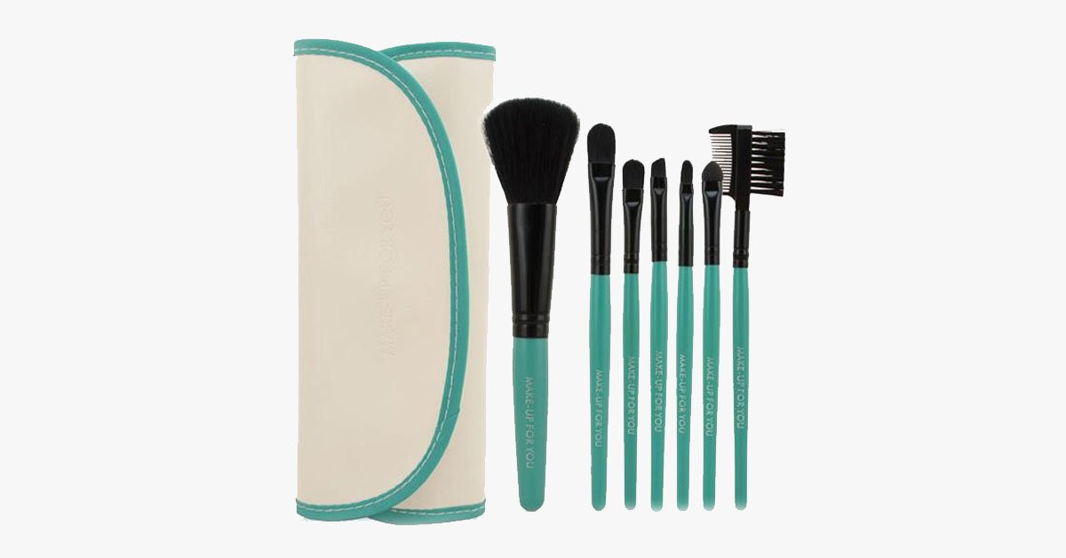 7 Piece Brush Set White and Green