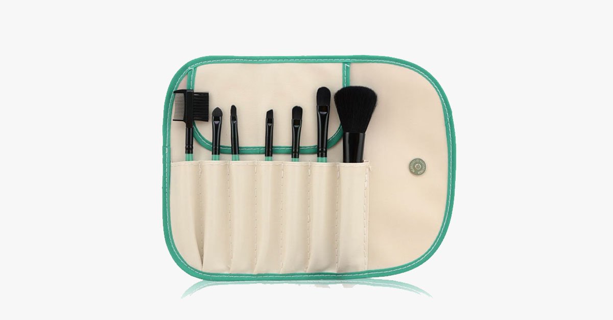 7 Piece Brush Set White and Green