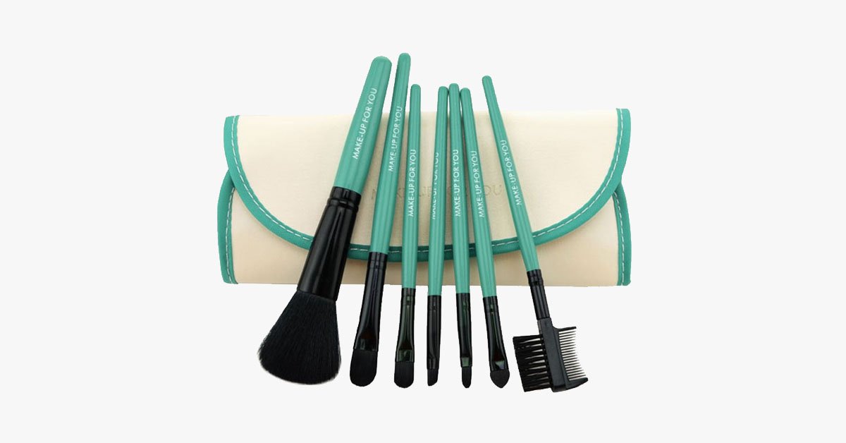 7 Piece Brush Set White and Green