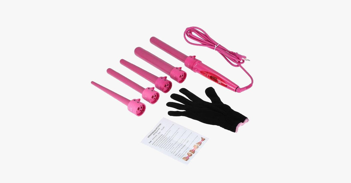 Get Saloon like Look with Curling Wand Set and Heat Resistant Glove