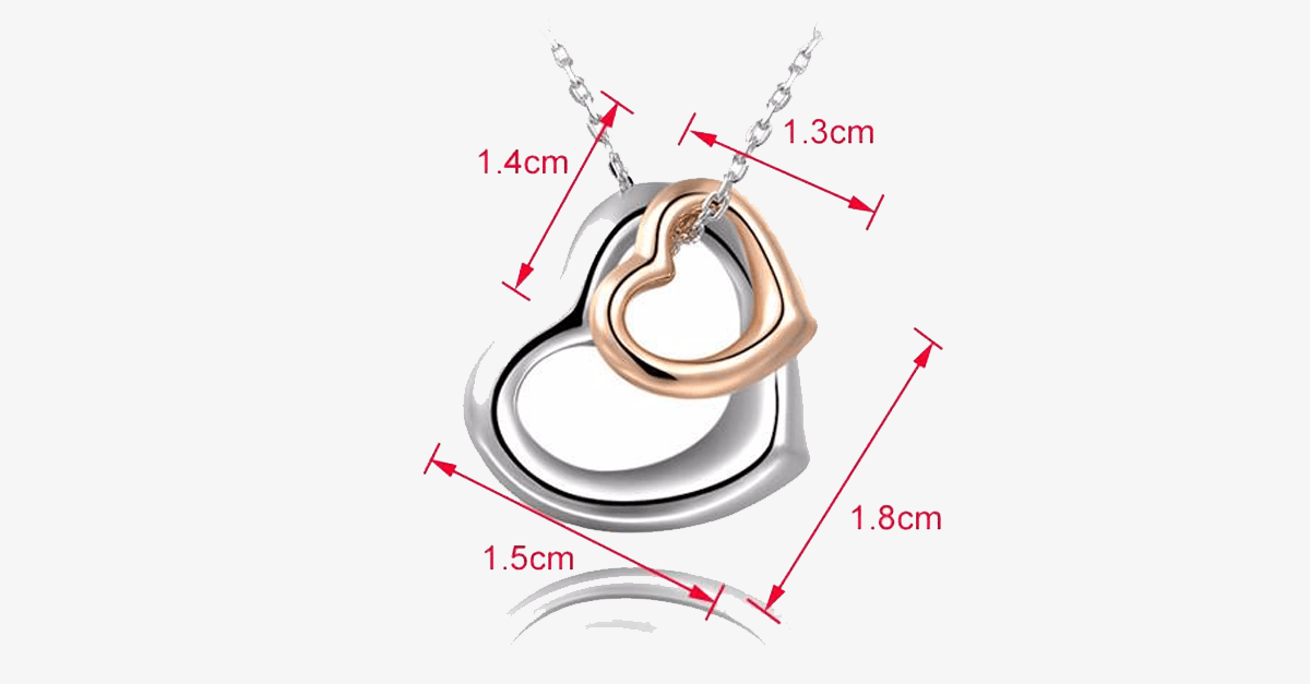 Double Heart Gold-Silver Overlay Pendant - Fashionable Lobster Clasp Gold Plated Pendant for Her