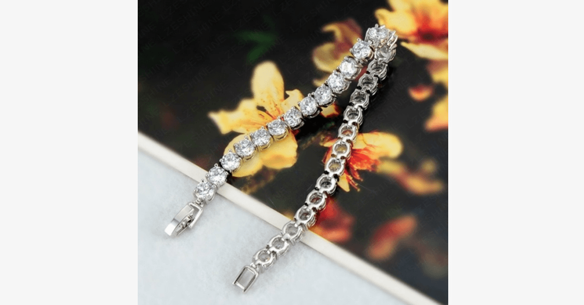 Diamond Eternity Bracelet in Silver Color - Round Cut Diamond Zircon Stones - Make You Look Gorgeous