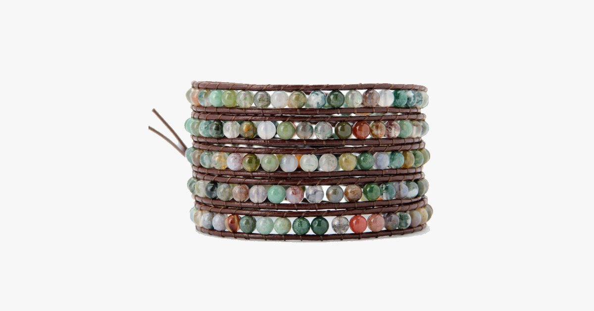 4MM  India Agate Stone Wrap Bracelet