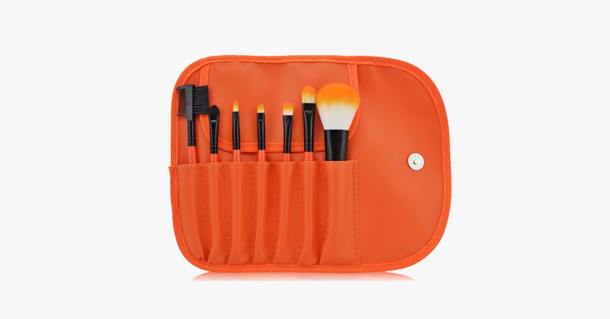 7 Piece Classic Brush Set in Orange