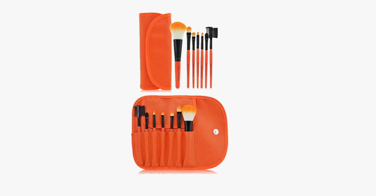 7 Piece Classic Brush Set in Orange