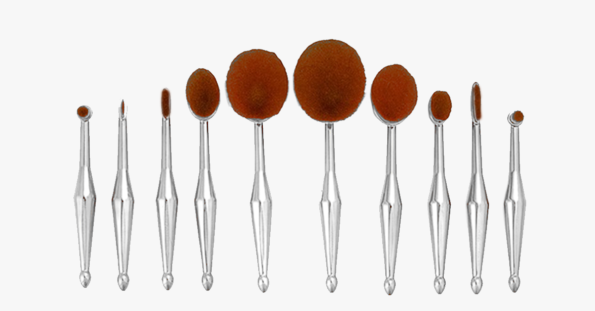 Stylish 10 Piece Oval Brush Set – Let the Metallic Charm Work It’s Magic On You