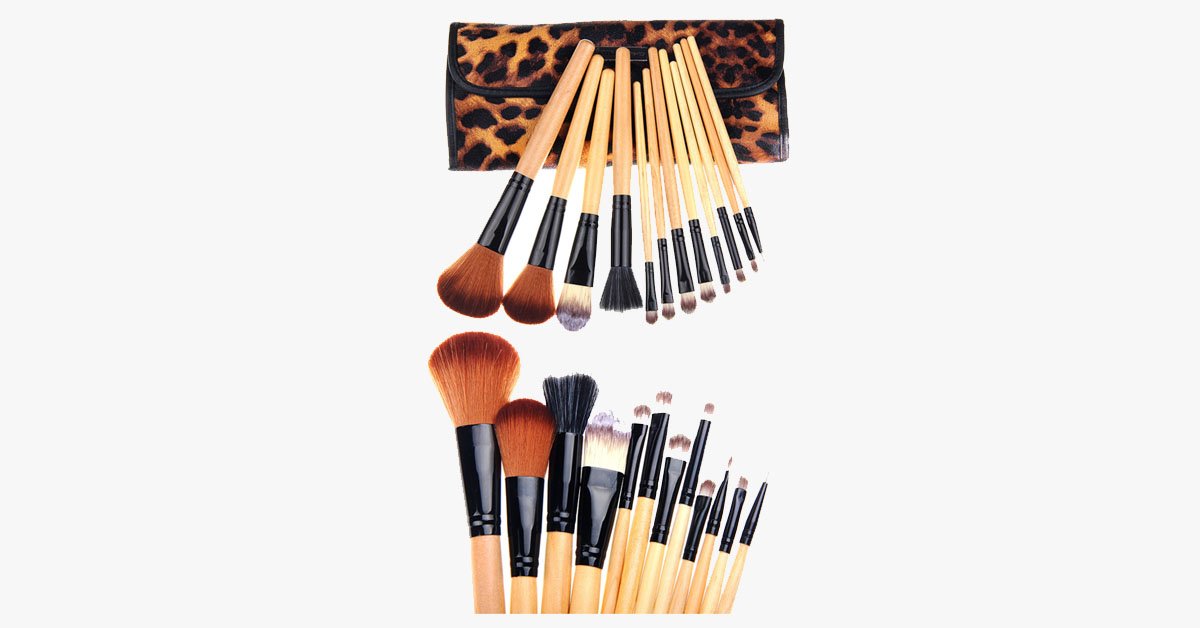 12 Piece Leopard Skin Brush Set