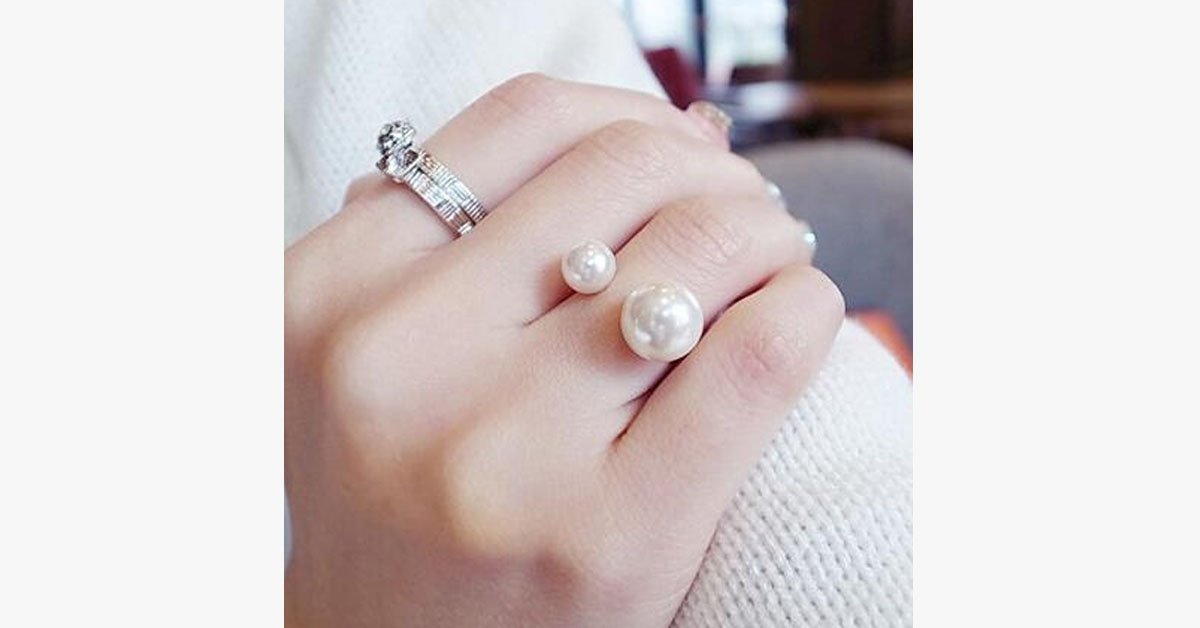 18k Pearl Wrap Ring with Gold Band for Women