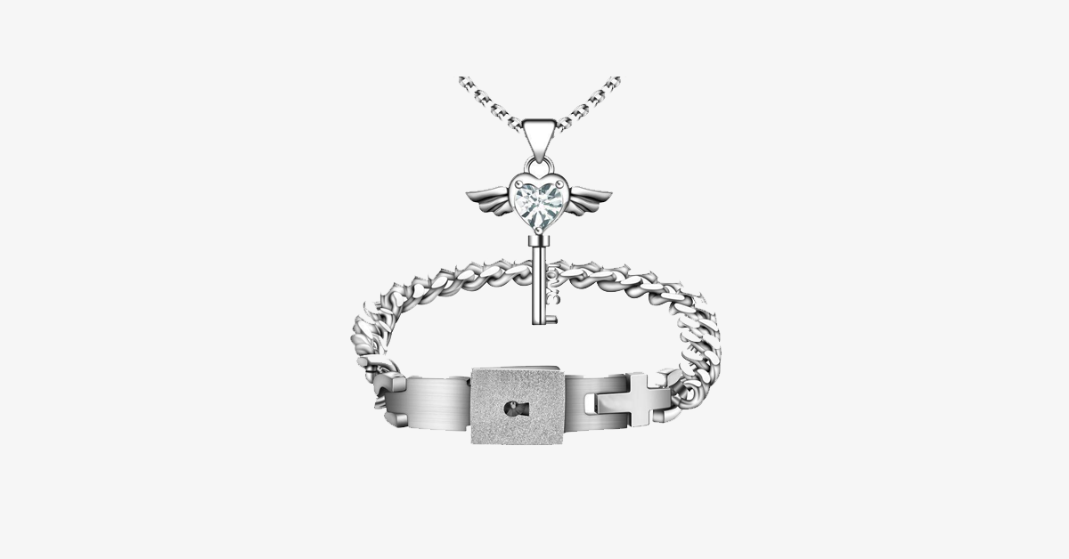 Angel Love Pendant & Men Bracelet Set