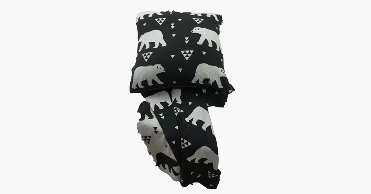 Polar Bear Throw Blanket and Cushion Set