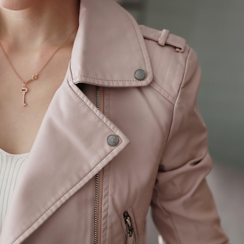 Pink Faux Leather Motorcycle Outwear