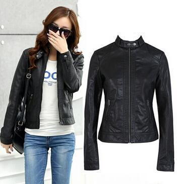 PU Leather Jacket Motorcycle Temale Women