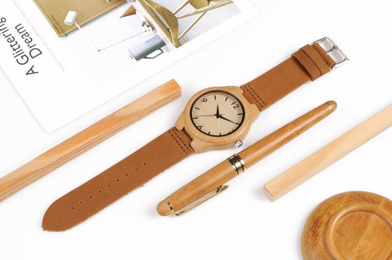 Bamboo Wooden Watches for Men and Women -  Leather Band in Gift Box