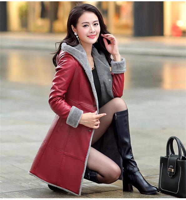 Boutique Women leather jacket Fur Together coats