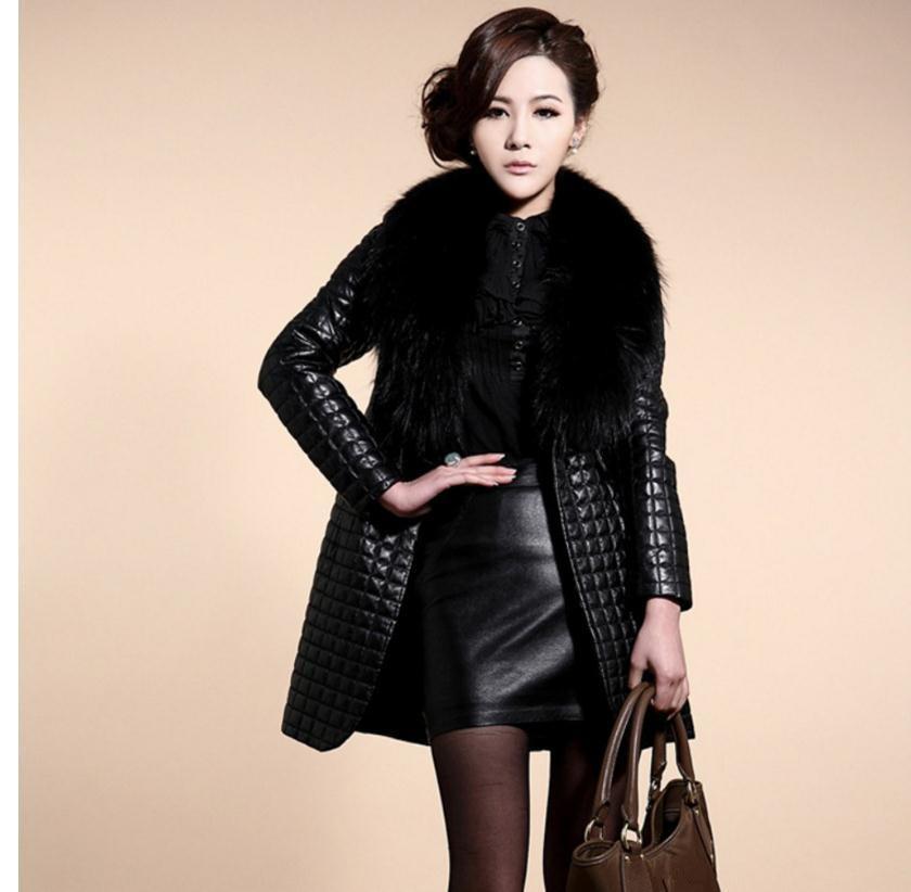 Long Section Fur Collar Leather Jackets