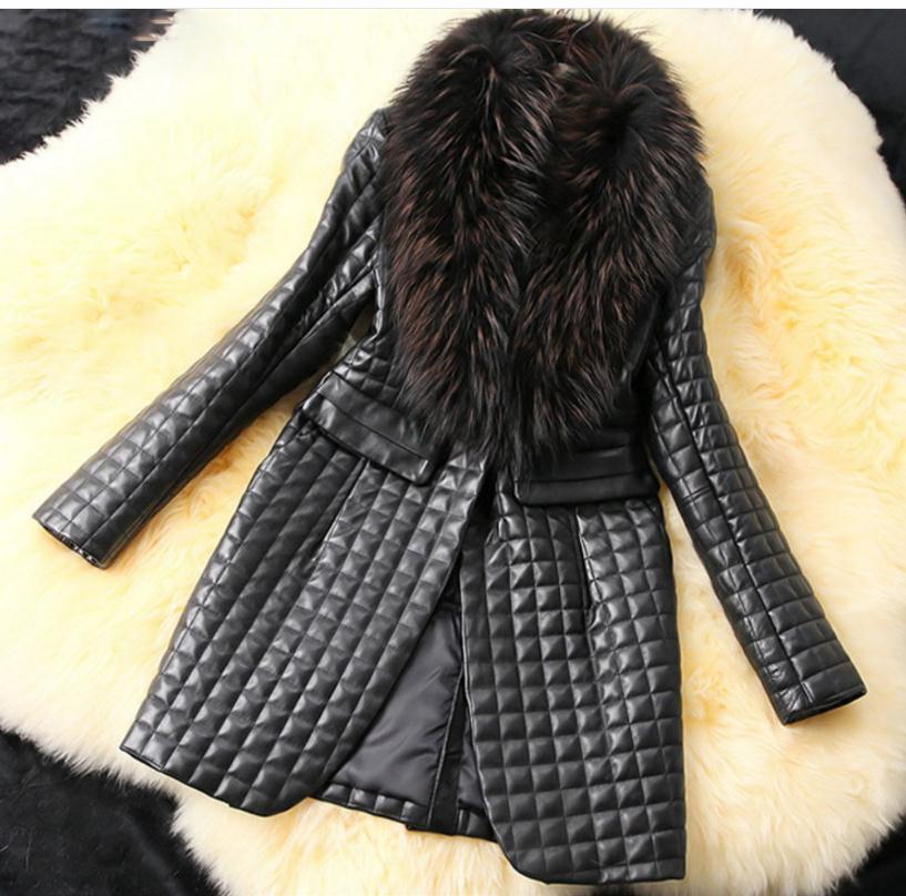 Long Section Fur Collar Leather Jackets