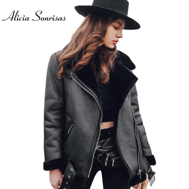 Winter Faux Sheepskin Leather Jacket