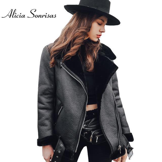 Winter Faux Sheepskin Leather Jacket