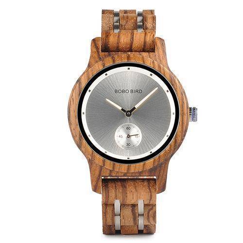 Wood and Metal Strap Watch, Quartz Watch in Wood Box