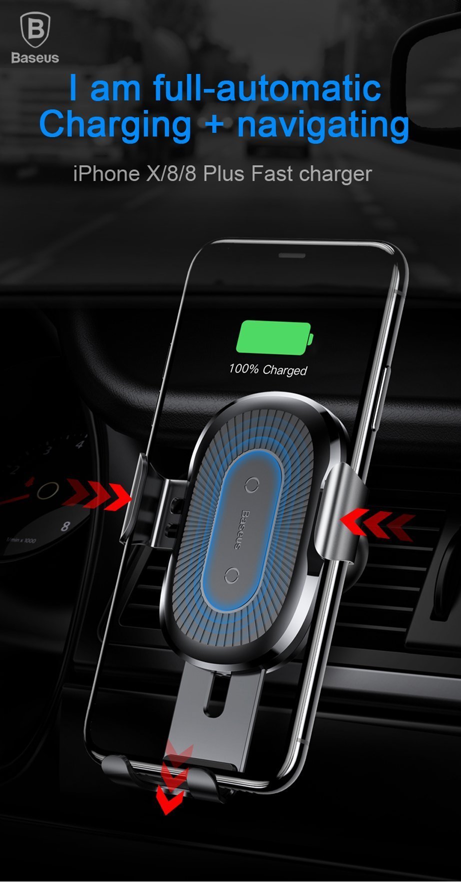 Premium Wireless Car Fast Charger