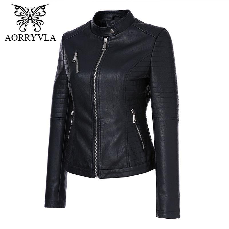 AORRYVLA 2018 New Autumn Women's Leather Jackets
