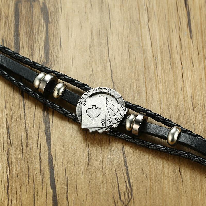 Vintage Men's Leather Bracelet - Poker/Playing Cards