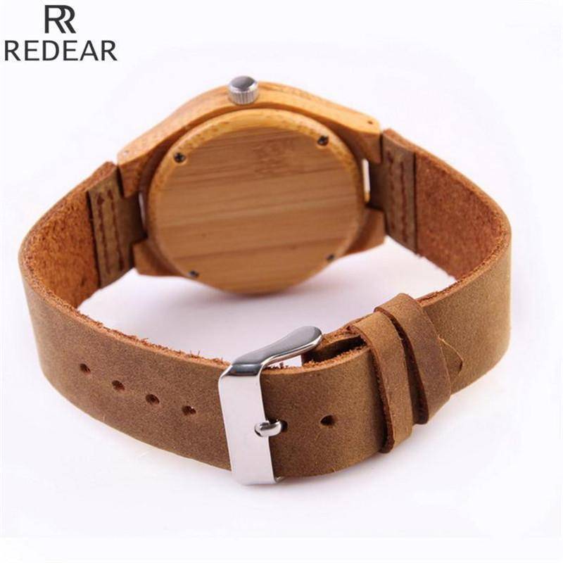 Wooden Womens and Mens Watch With Leather Band