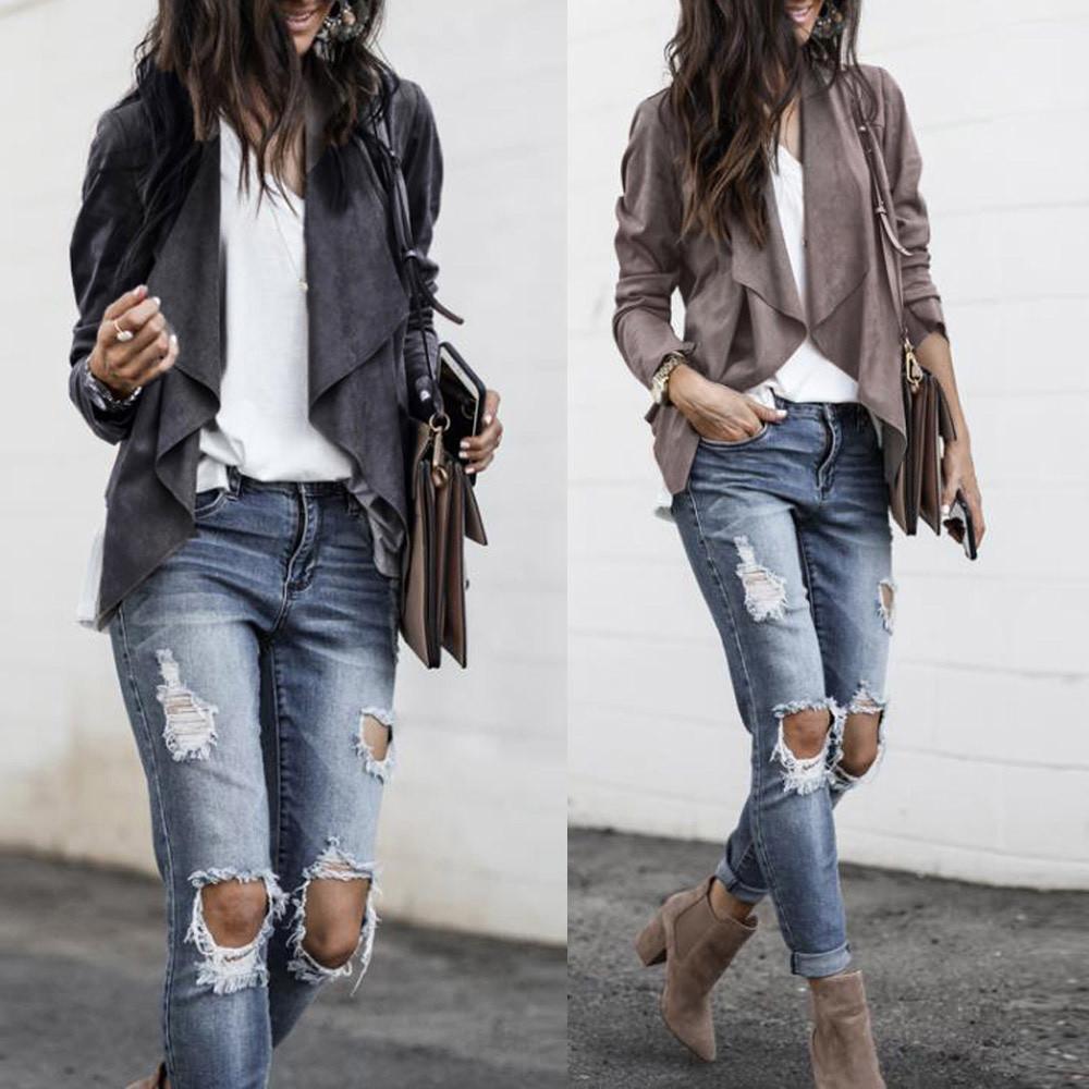 Women Long Sleeve Work Office Coat