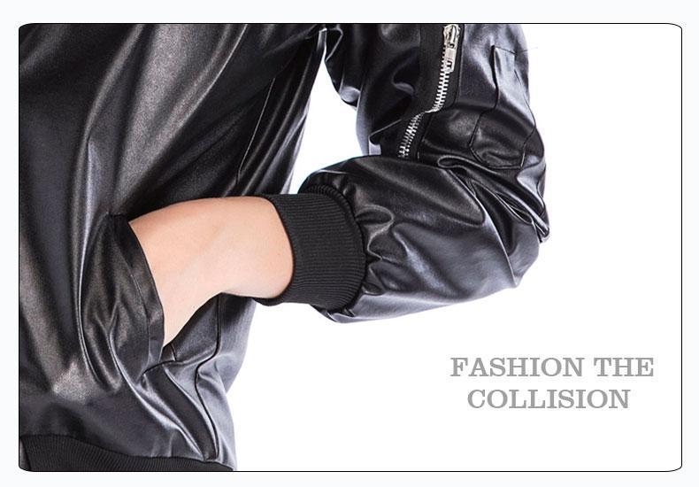 Casual Slim Punk Faux Leather Jacket Long Sleeve