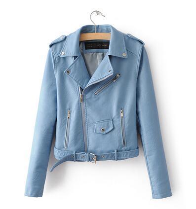 2018 Long Sleeve  Faux Soft Leather Jackets