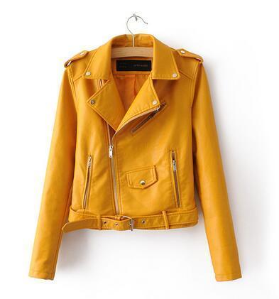 2018 Long Sleeve  Faux Soft Leather Jackets