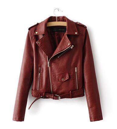 2018 Long Sleeve  Faux Soft Leather Jackets