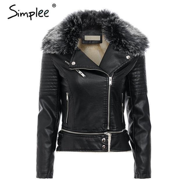 Fur Collar Leather Jacket