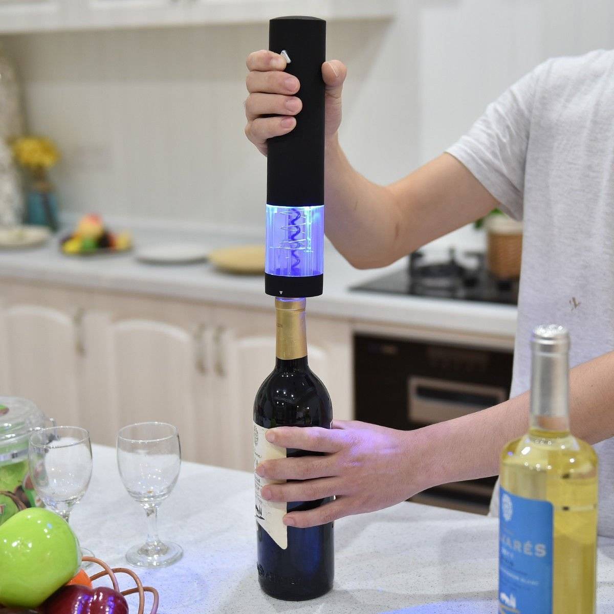 Electric Wine Opener with Foil Cutter and LED Light