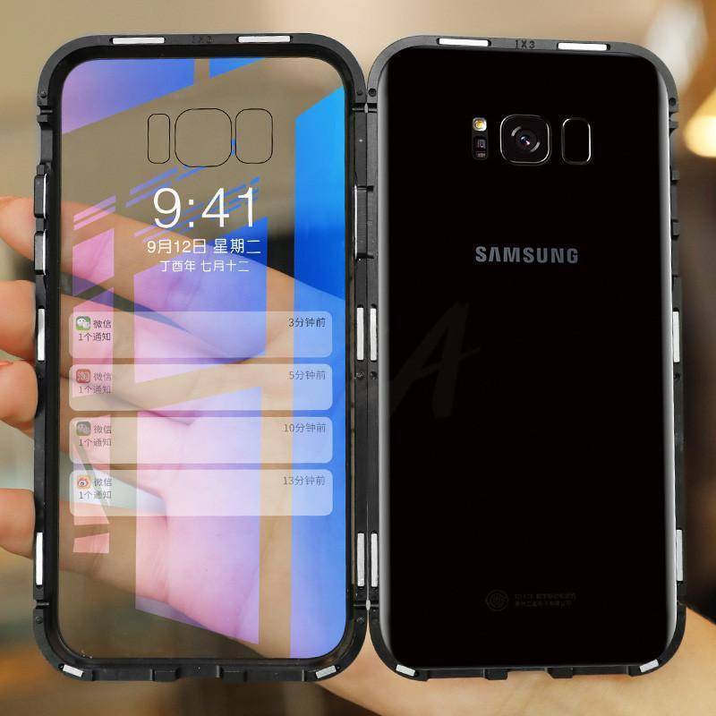 2019 New Magnetic Absorption Glass Cover Case for Samsung Galaxy S9 S8 Plus S7 Edge Note 9 8