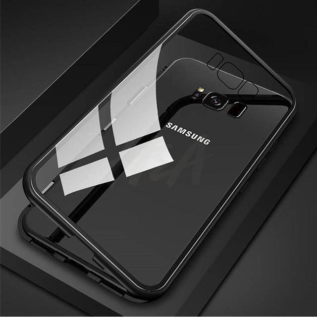 2019 New Magnetic Absorption Glass Cover Case for Samsung Galaxy S9 S8 Plus S7 Edge Note 9 8