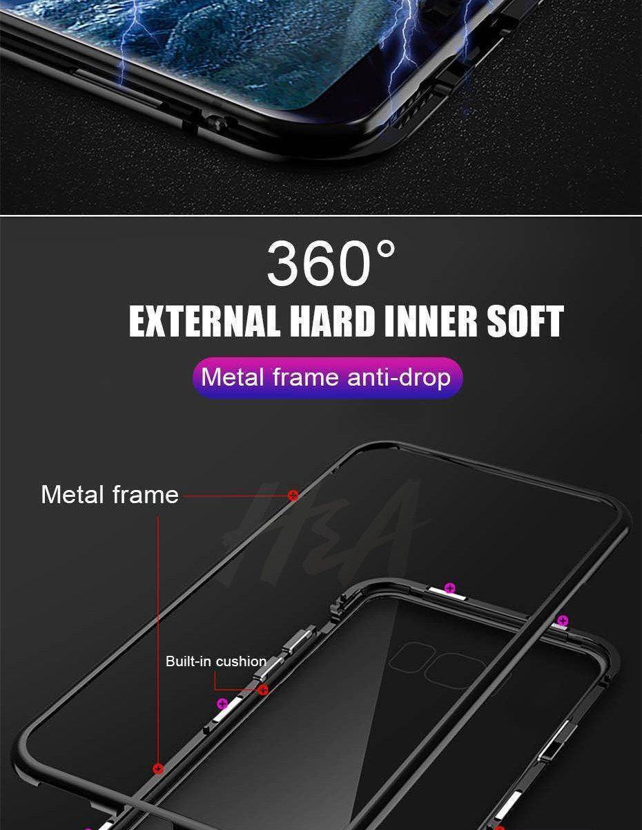 2019 New Magnetic Absorption Glass Cover Case for Samsung Galaxy S9 S8 Plus S7 Edge Note 9 8