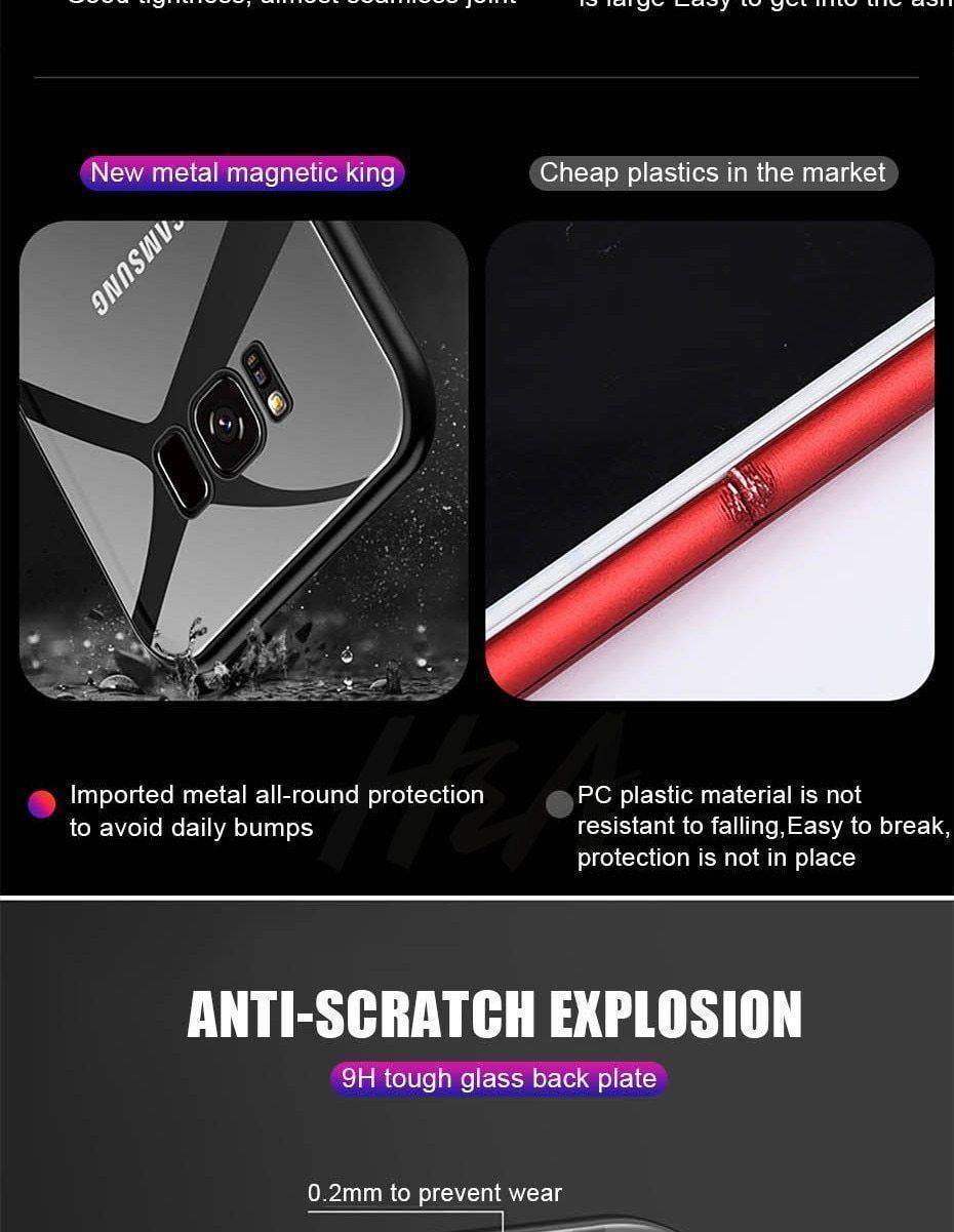 2019 New Magnetic Absorption Glass Cover Case for Samsung Galaxy S9 S8 Plus S7 Edge Note 9 8