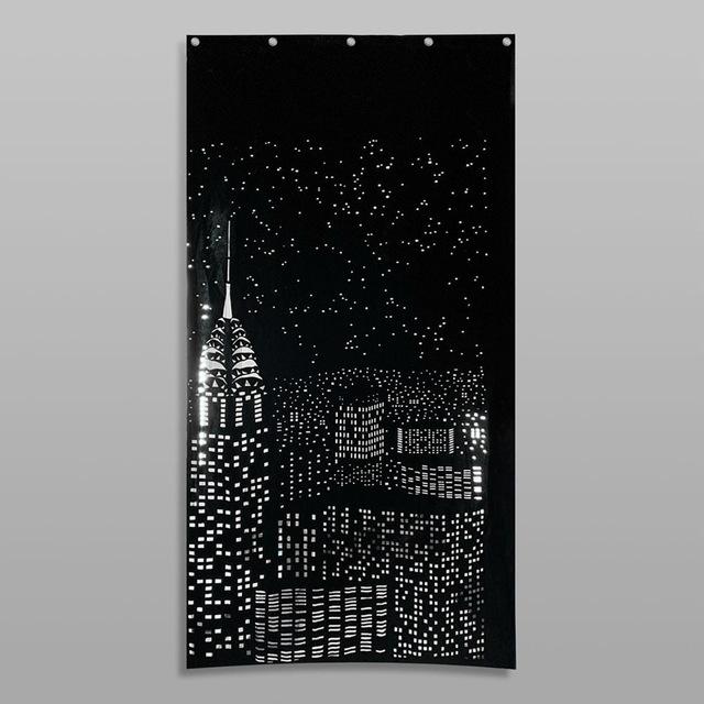 Modern Window Blinds Black City Night Light