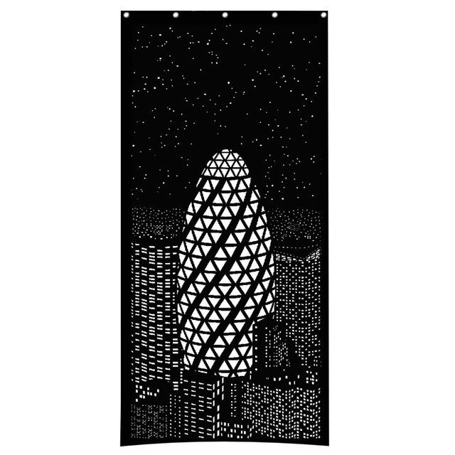 Modern Window Blinds Black City Night Light