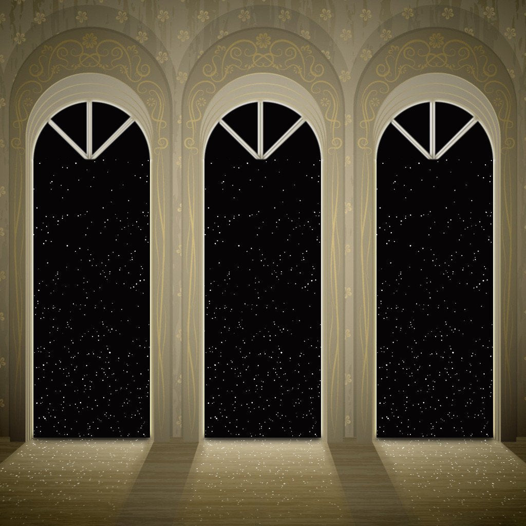 Modern Window Blinds Black City Night Light