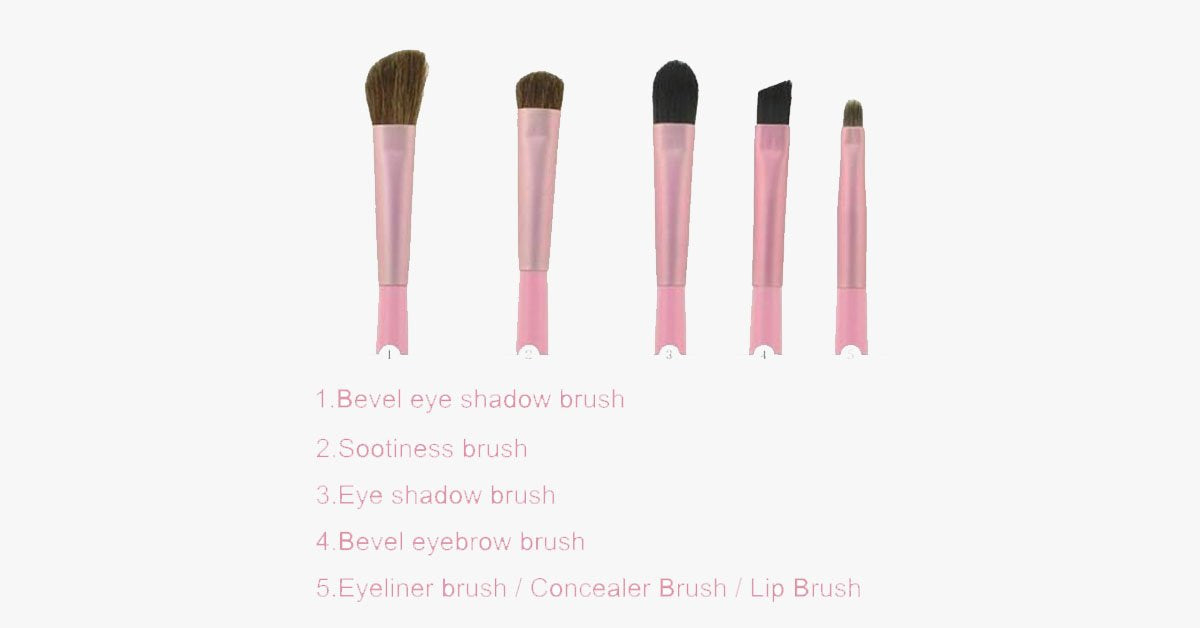 5 Piece Professional Eyeshadow Brush SetWhich Blends Eyeshadow Perfectly - Soft Bristles Gives You Professional Results!