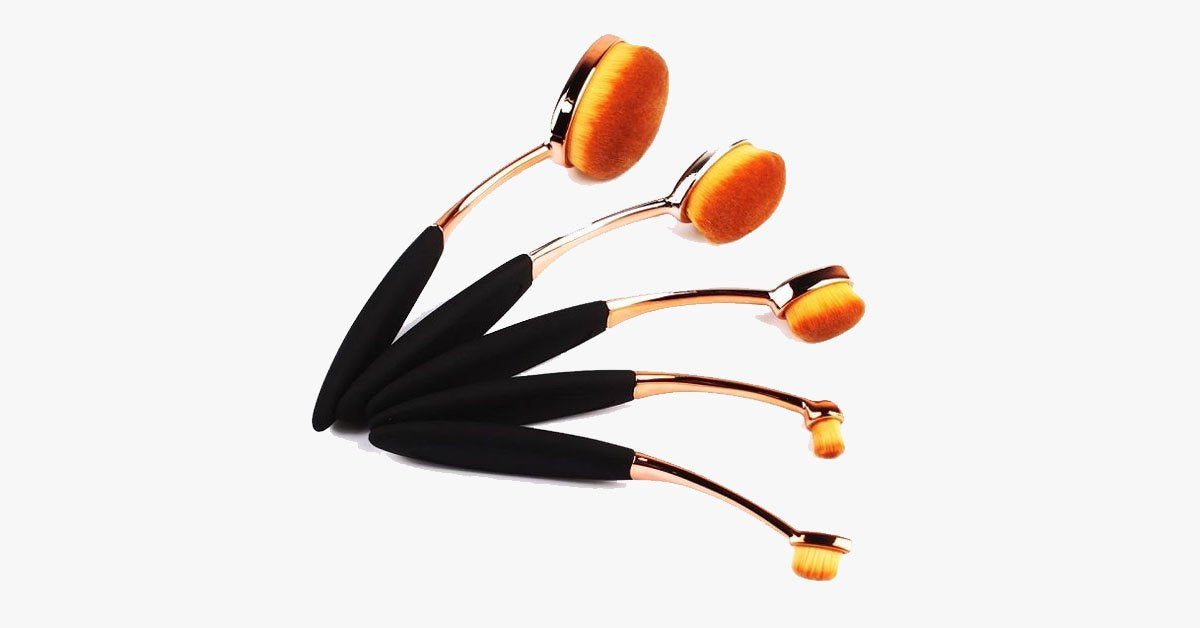 Oval Makeup Brush Set in Rose Gold – A Brush for Every Need