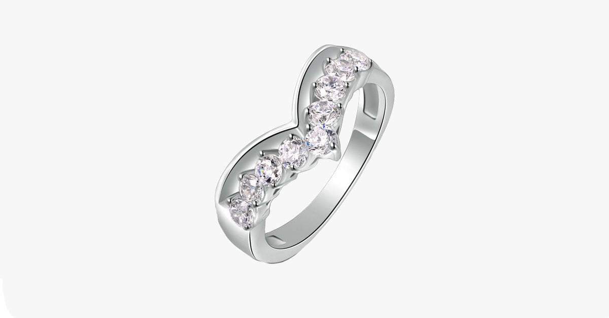 Platinum Plated Heart Curve Ring